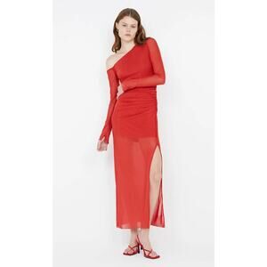 Bec + Bridge‎ Fae Asym Long Sleeve Dress Rouge Red US 4